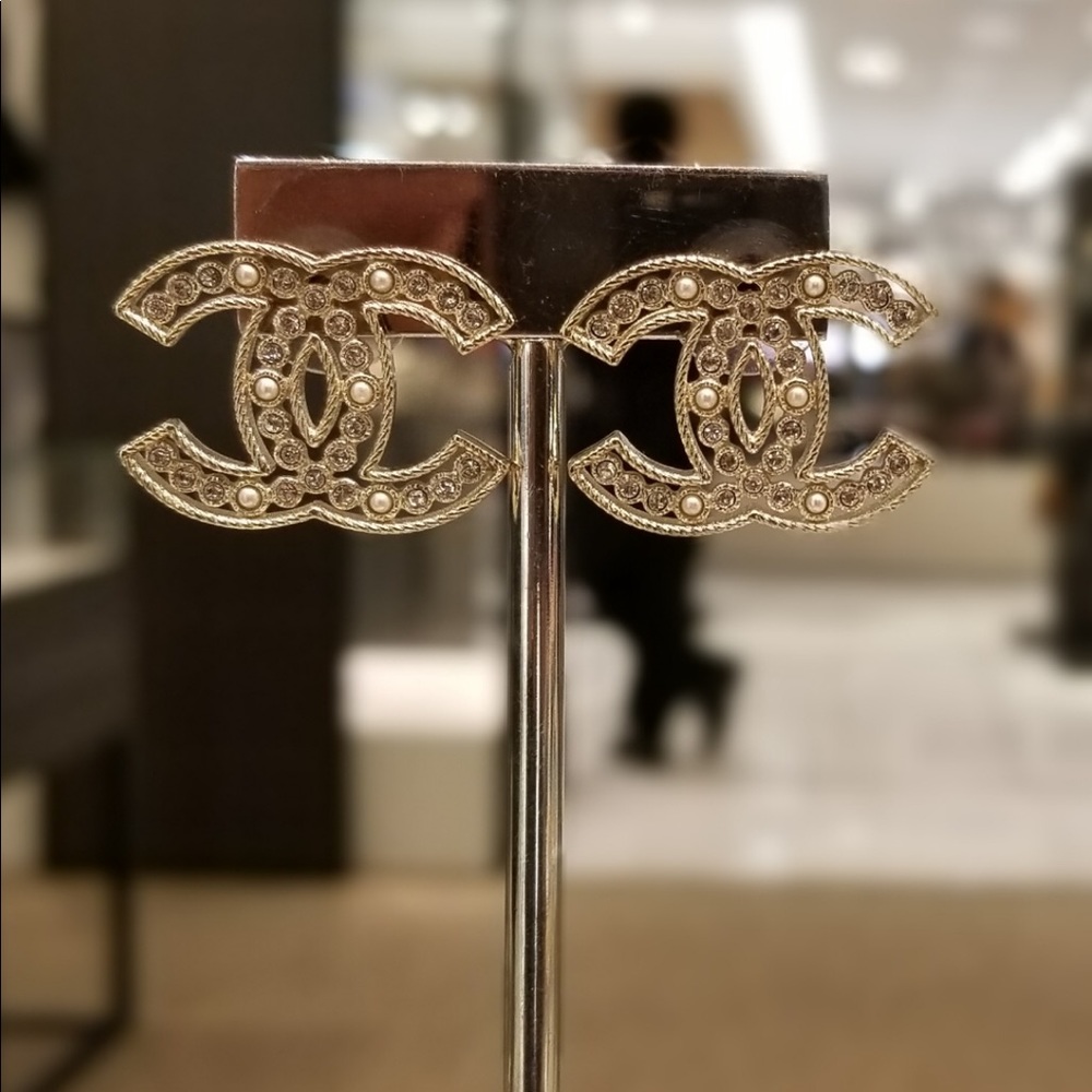 Chanel crystal and pearl earrings